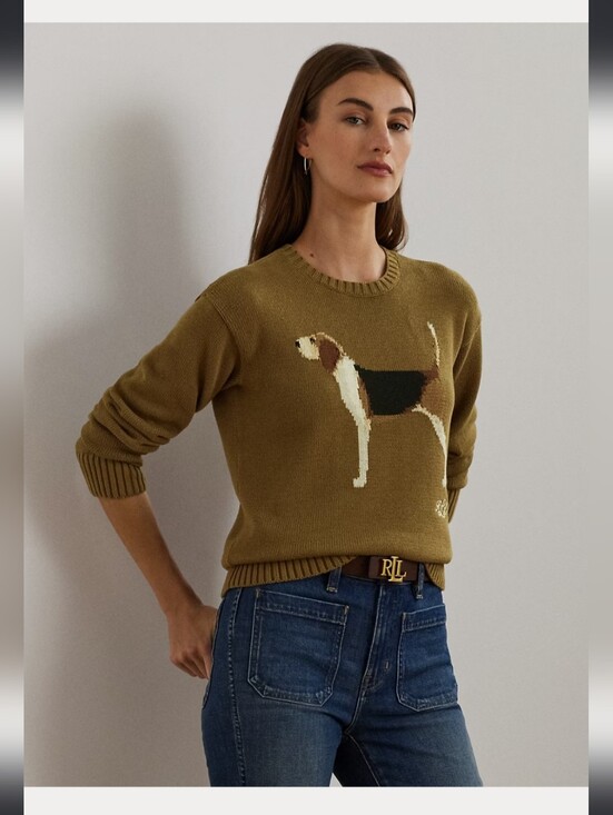 Ralph Lauren Sweaters - 🐕 Ralph Lauren Crewneck Sweater with Beagle Dog Intarsia Knit Cotton XS RTR